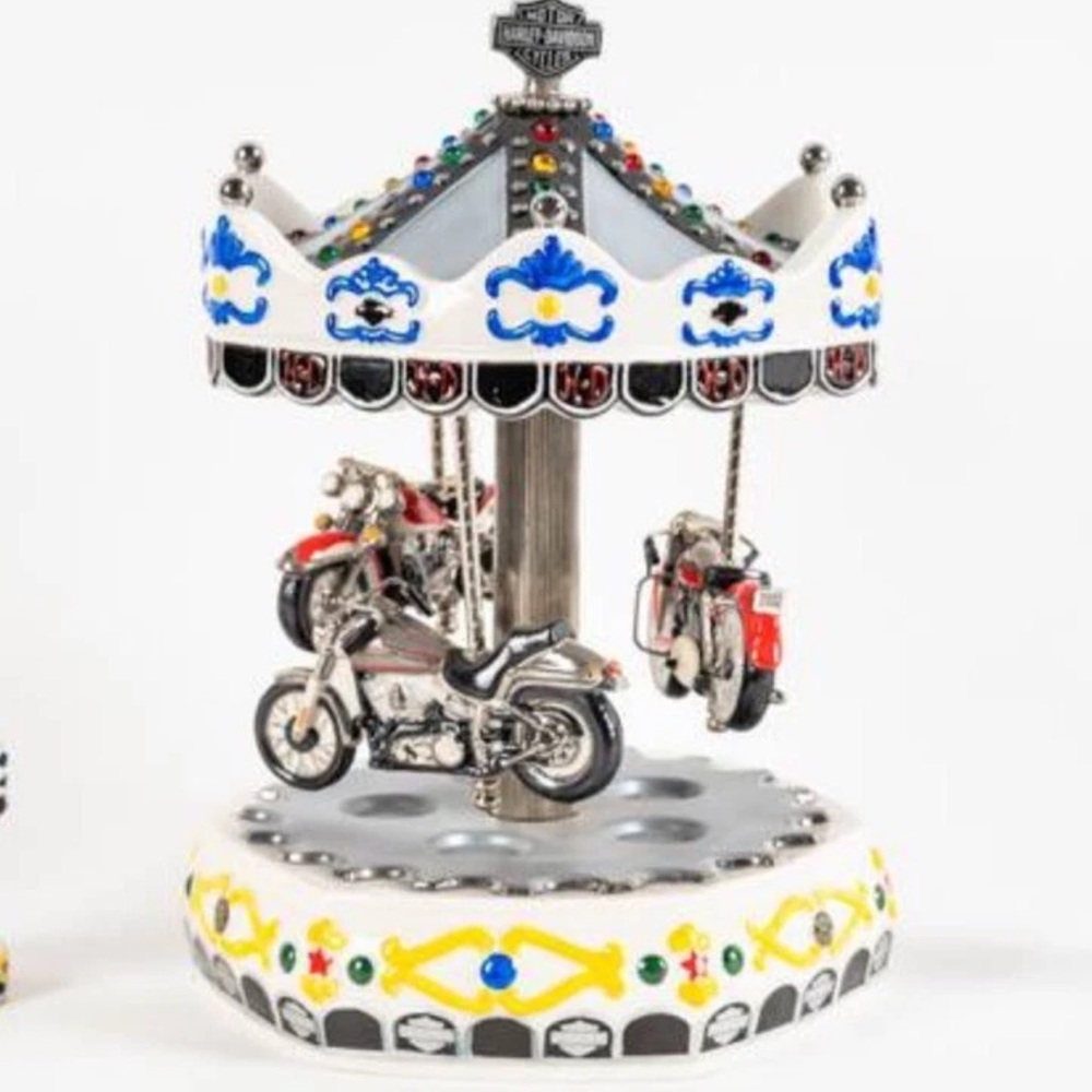 Harley Davidson “Harley Go Round” Rare Music Box~Rotates~Plays “Born In The USA”